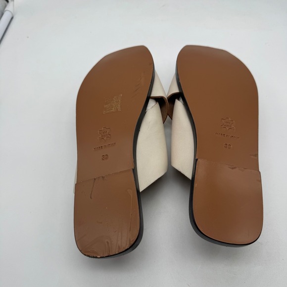 ATP Atelier Sandals Cream Square Toe Flat Women 39 Made in Italy - Picture 6 of 7
